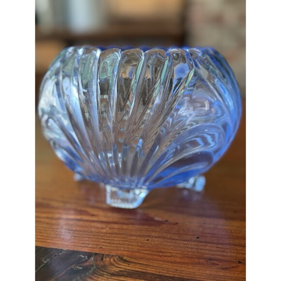 Vintage Elegant Glass Cambridge Blue Caprice Footed Rose Bowl 4.5" Tall - Picture 7 of 16